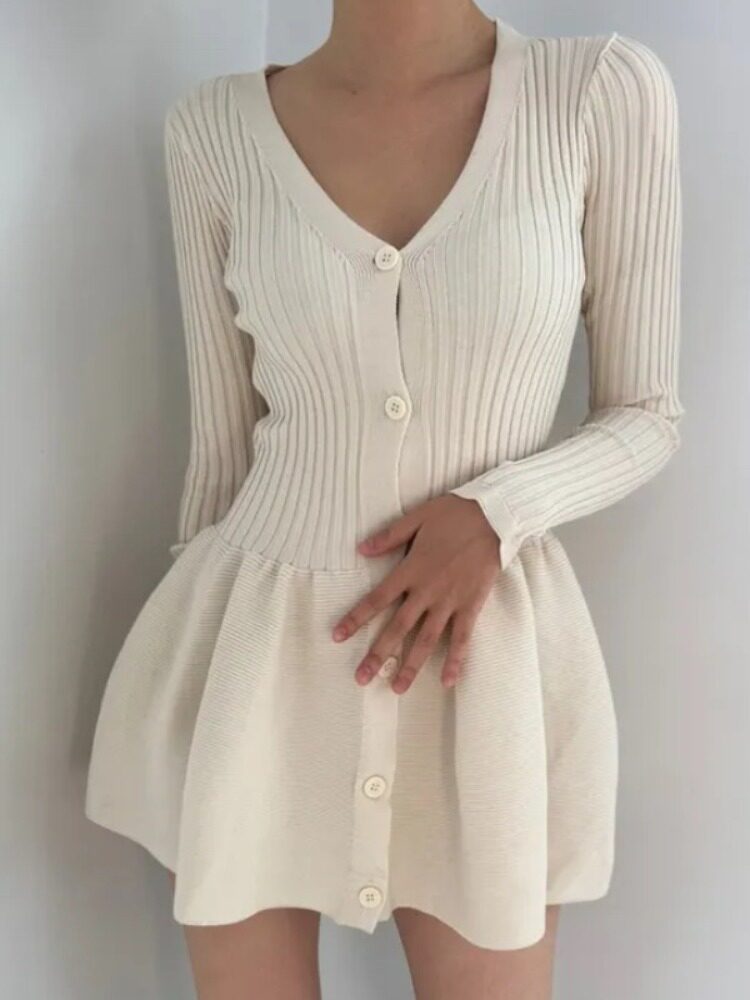 Damen Weißes Strick-A-Linien-K – French Vintage Floral Midi Dress Bewertung und Preis