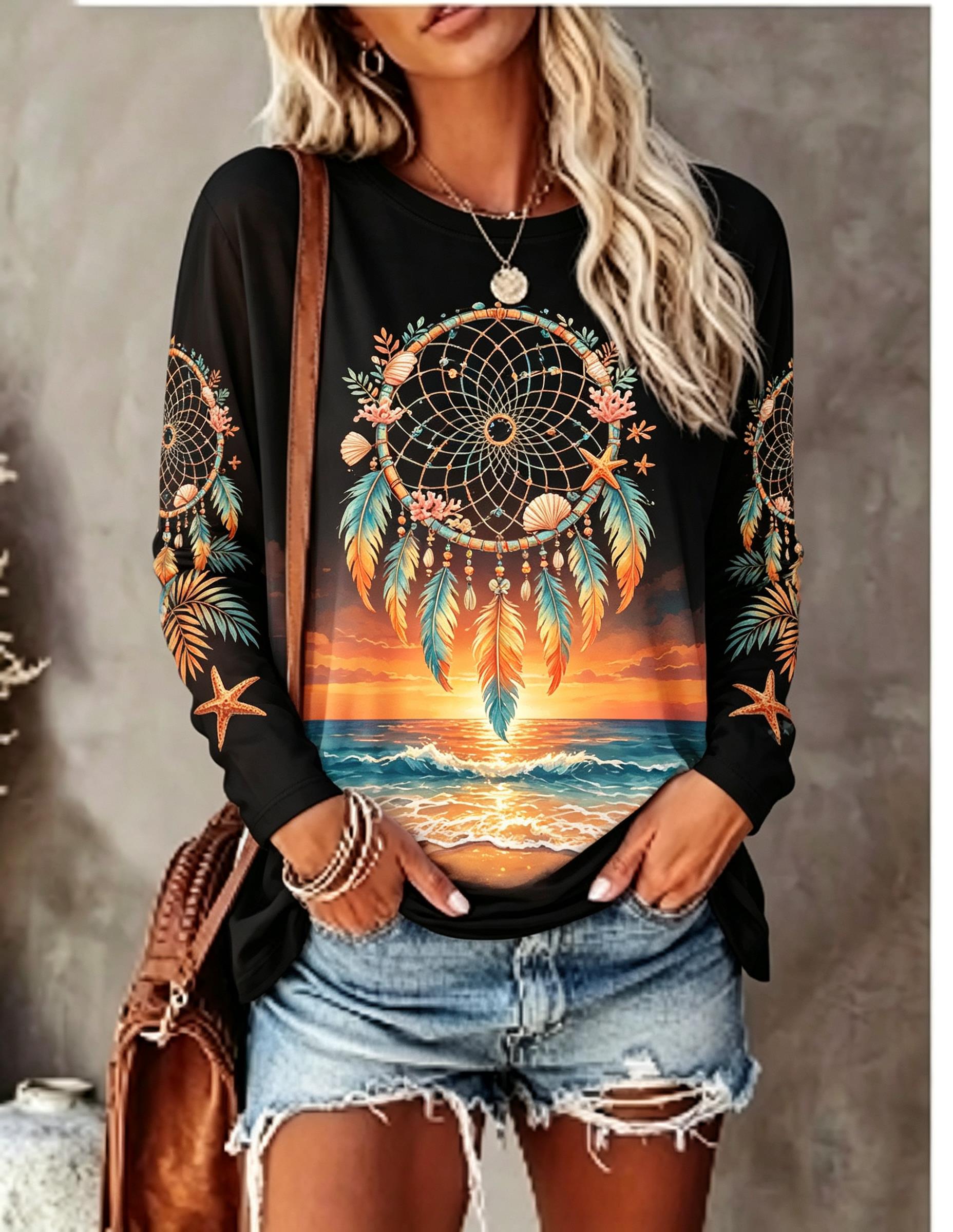 Damen-T-Shirt mit Rundhalsauss – Blouses Bewertung und Preis